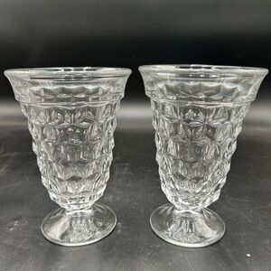 Elegant Fostoria American Clear Glass footed iced tea glasses set of 2
